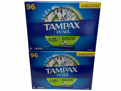 Tampax Pearl Unscented Tampons, Super 96 count, 2 pack, (Free Shipping)
