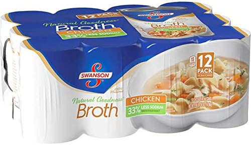 SWANSONS LOW SODIUM CHICKEN BROTH, 12PK -14OZ CANS