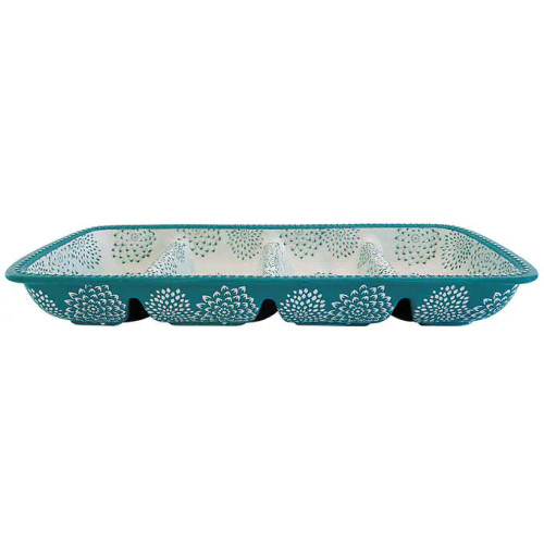 4 Section Stoneware Serving Tray and Rectangular Tray, 2-pack