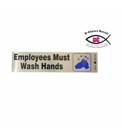 Hillman 848594 Employees Must Wash Hands Self-Adhesive Sign (2" x 8")