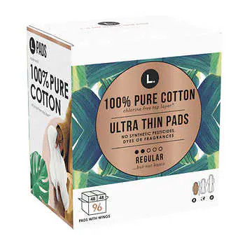L. 100% Pure Cotton Ultra-Thin Pads, 96 count