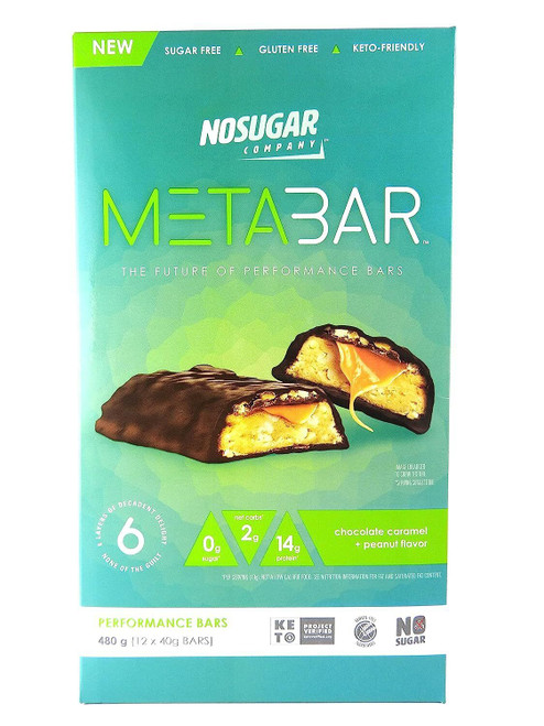 No Sugar Company Meta Bar, Chocolate Caramel Peanut, 1.41 Ounce (Pack of 12)
