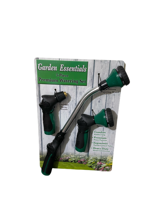 Garden Essentials 3-Pc Premium Watering Set, Green