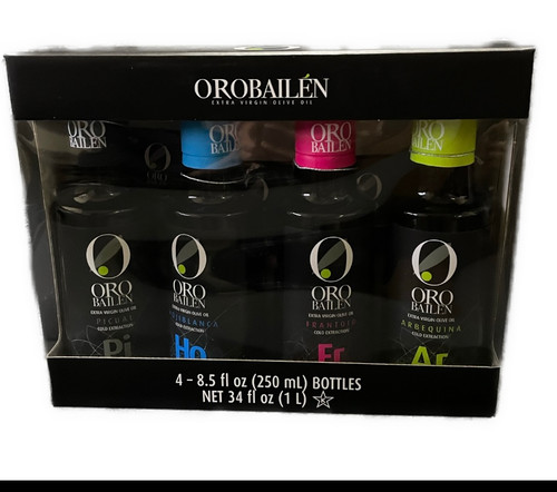 Orobailen Extra Virgin olive oil 4- 8.5 Oz Bottles Net 34 Oz