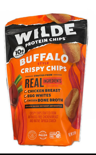 Wilde Buffalo Style Crispy Chicken Chips 8.5 oz bag - bold buffalo flavor, real chicken breast, high protein snack