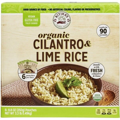 Ritika's Organic Cilantro & Lime Rice 6 Packs Cooked White Rice 3.3 lb