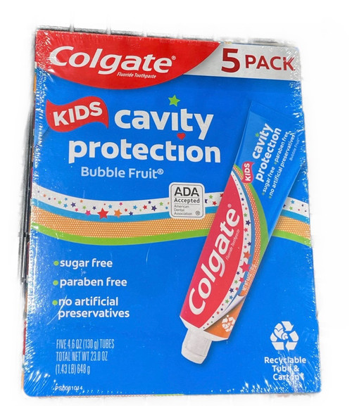 Colgate Kids Toothpaste with Fluoride, Anticavity & Cavity Protection Toothpaste Bubble Fruit Flavor, 23 Ounce (5 pack)