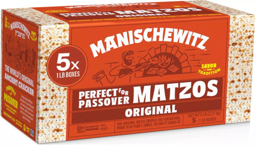 Manischewitz Passover Matzo, 5X1Lbs Boxes (Total 5 Boxes) Freshly Baked for Pass.