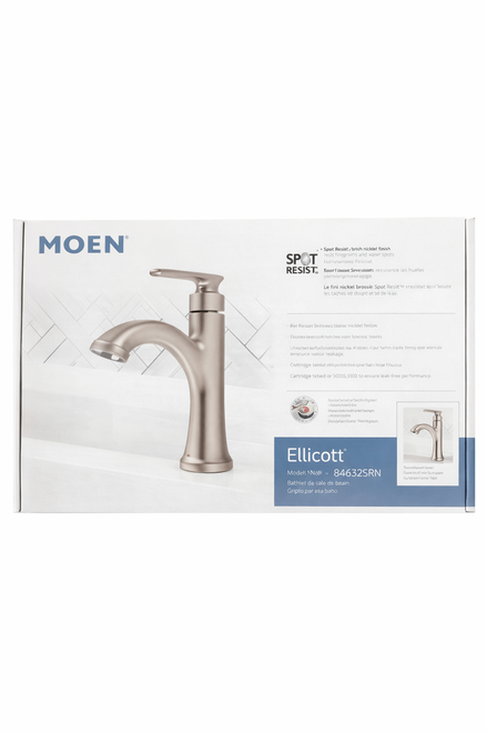 Moen Ellicott 84632SRN Single Handle Bathroom Faucet in Spot Resist Brushed Nickel – NOB