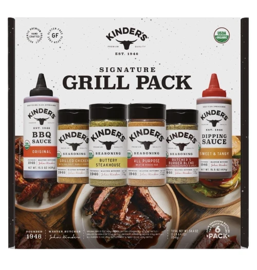 New Kinder's Grill Pack – Organic Seasoning & Sauce Set, 6-Pack, Total 54.4 oz