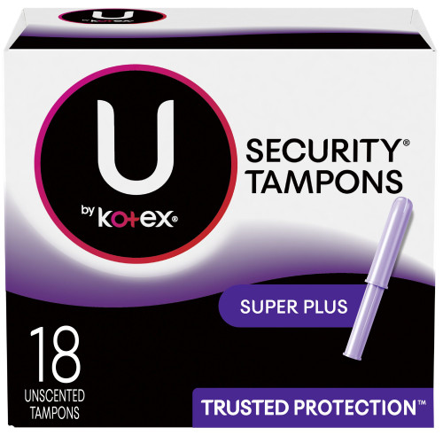 U by Kotex Security Tampons, Super Plus Absorbency, Unscented, 18 Count