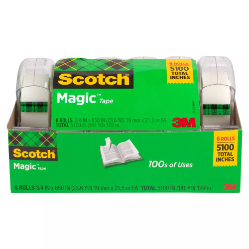 Scotch Magic Tape w/ Refillable Dispenser, ¾” x 850”, 6 Pack
