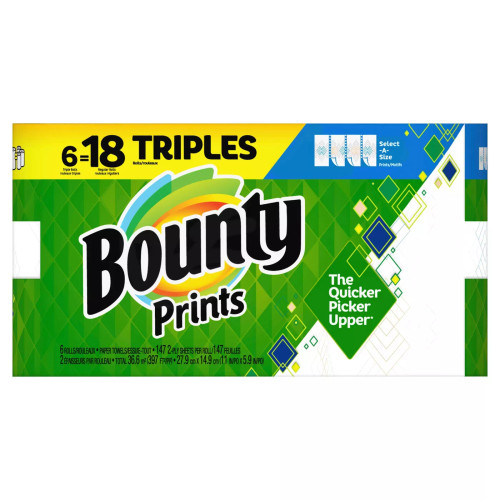 Bounty 6 Printed Triple Paper Towel Rolls