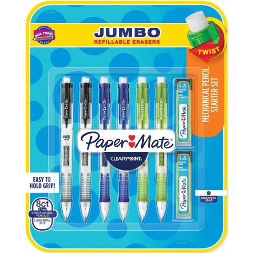 Paper Mate clearpoint #2 mechanical pencils with refillable erasers