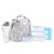 White/gray marble lunch bag with 4 containers, water bottle, and XL ice pack