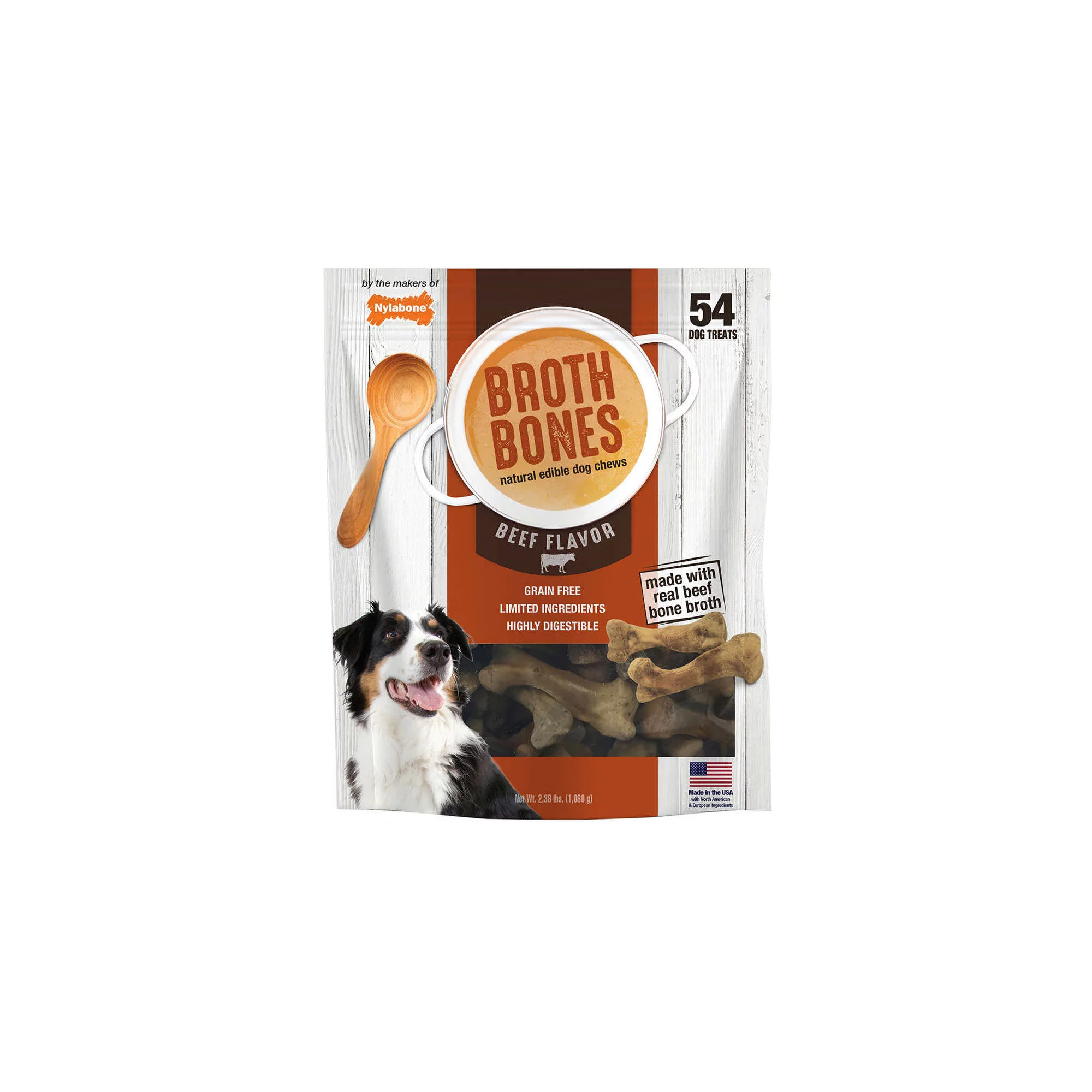 Nylabone Broth Bones Natural Edible Dog Chews 54 Count
