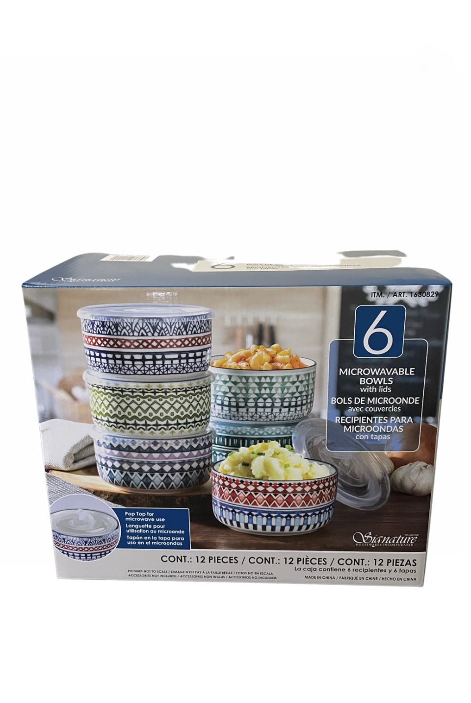 Signature 6-Piece Stoneware Bowl Set with Vented Lids Dishwasher &  Microwave 