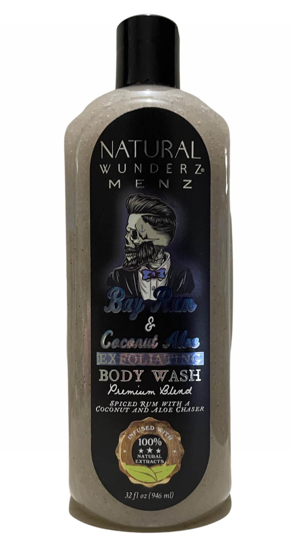 Natural Wunderz Menz Bay Rum Exfoliating Body Wash with Coconut & Aloe 32 fl oz
