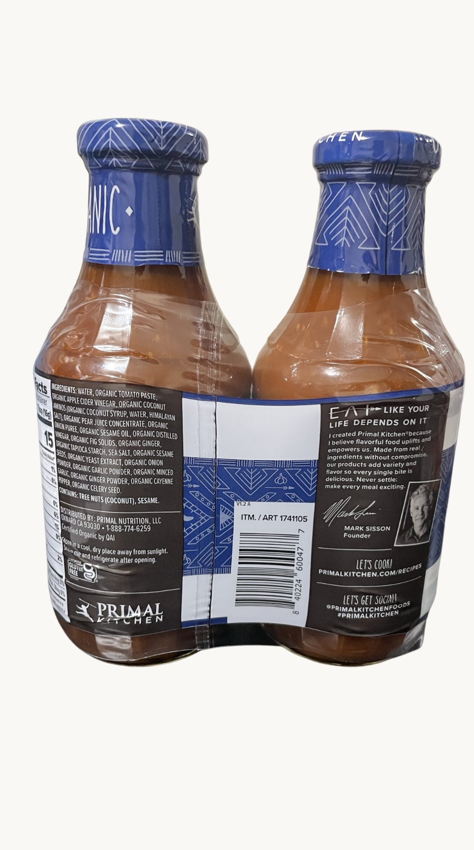 Primal Kitchen Organic Korean BBQ Sauce 17.5 oz, 2 pack