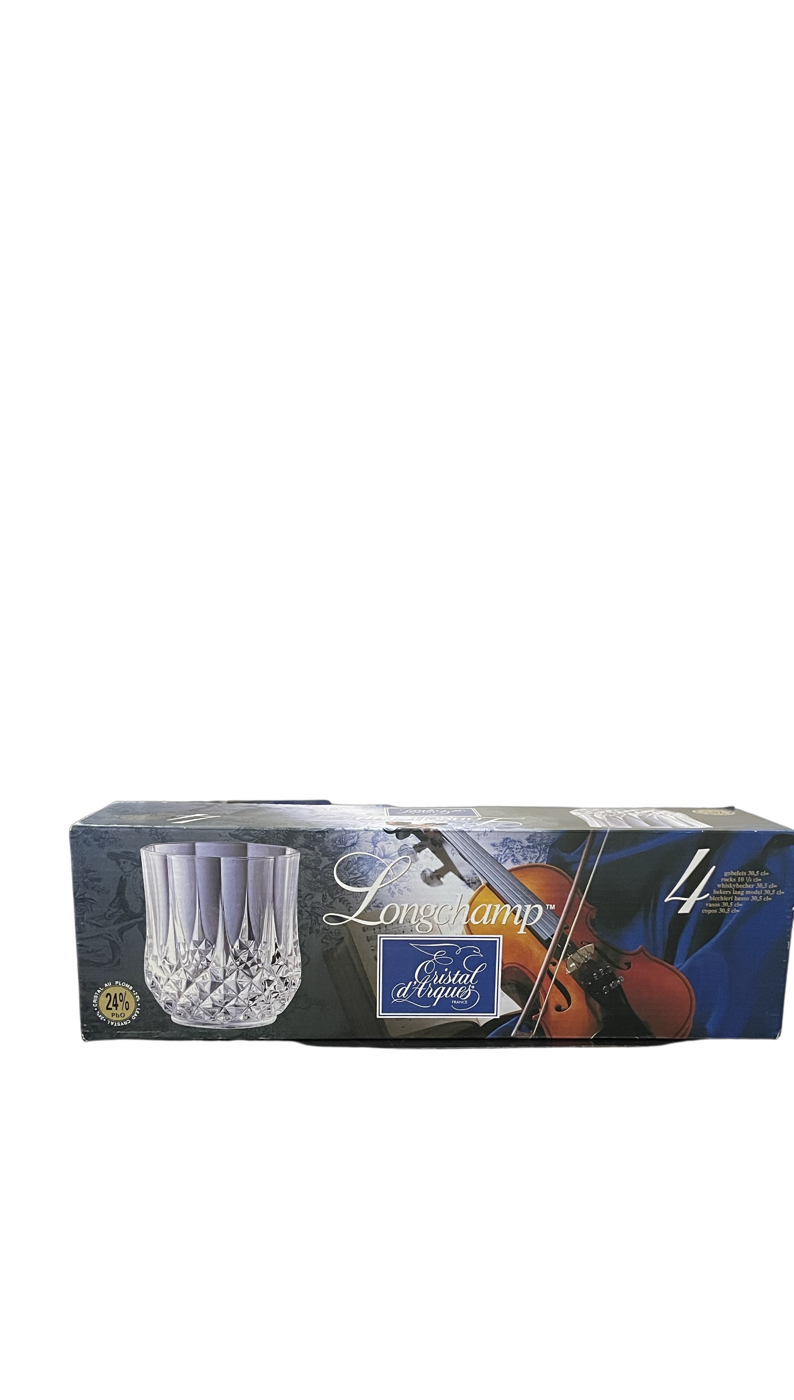 Cristal d’ Arques Longchamps Crystal Double Old Fashion Glass, Set of 4