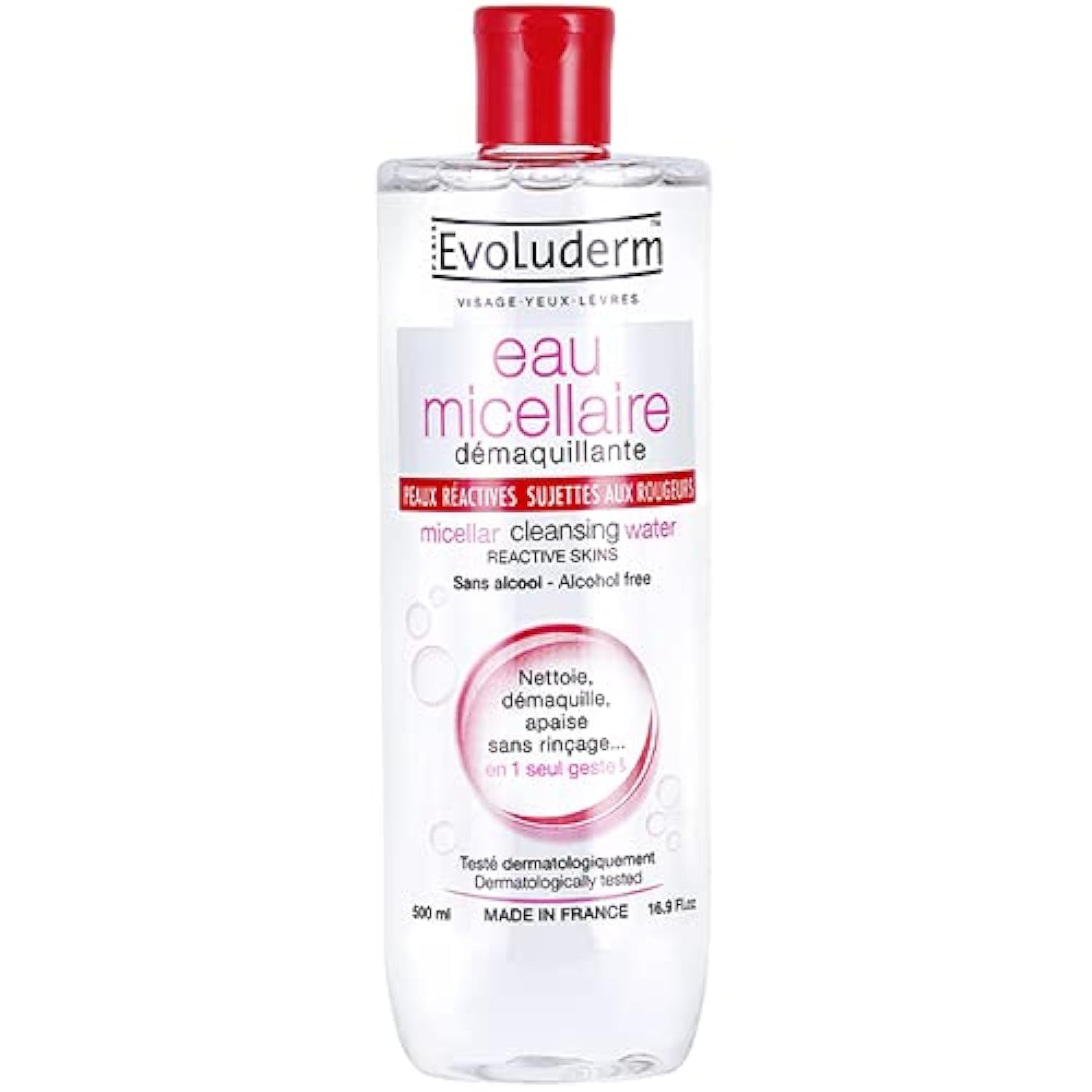Eau Micellaire Evoluderm à La Vitamine C Pour Peaux Ternes - Flacon 500 Ml - Made In France