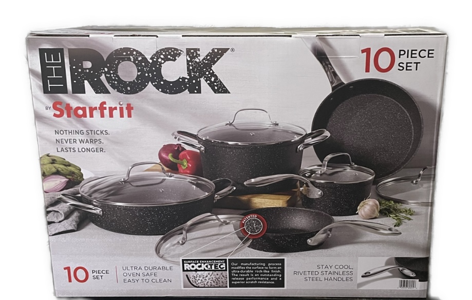 The Rock by Starfrit 10-piece Cookware Set With Bakelite Handles