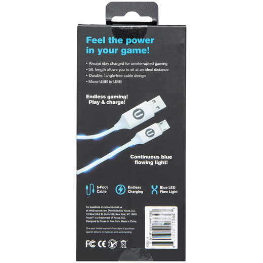 U Youse 5ft LED controller charging cable for use with xbox and