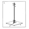 Diagram - Securing rod (D) to table base (A)