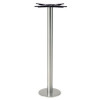 Round Table Base, Brushed Stainless Steel, 42-1/2" height, 8" bolt down round base, 3"diameter steel column - replacementtablelegs.com