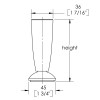 Diagram - Sedona Style 8, 4''¬†Cabinet Leg measurements - replacementtablelegs.com