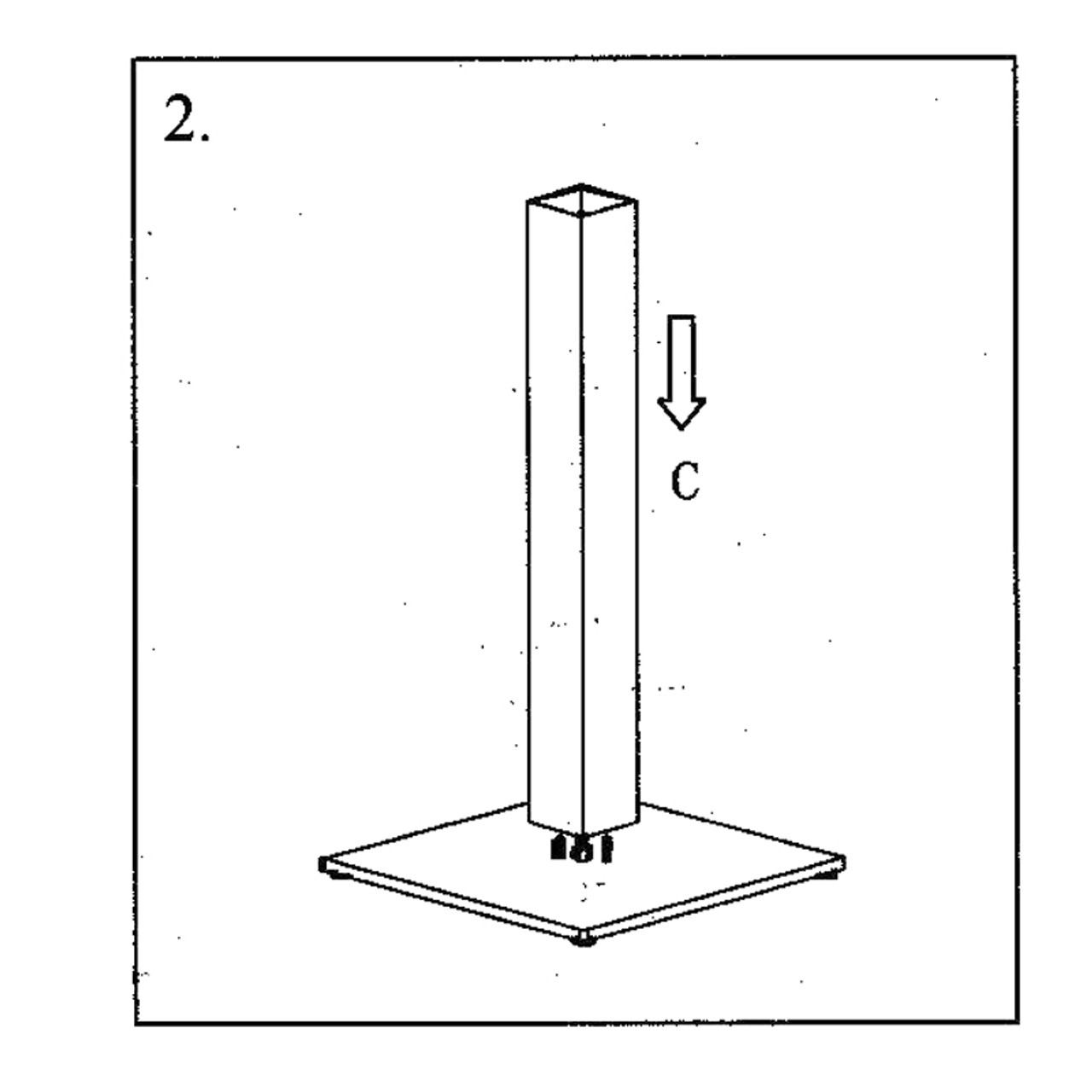 Diagram - Sliding column (C) over rod (D)