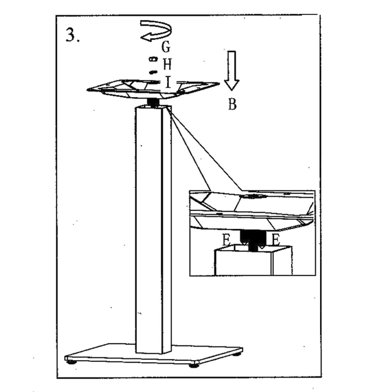 Diagram - how to attach mounting bracket (B) to column (C)