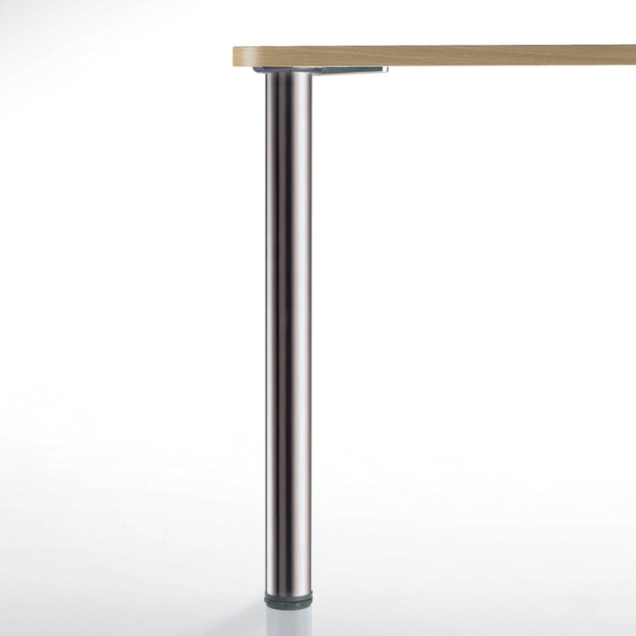 Hamburg Table Leg, Brushed Steel, 27-3/4'', 2-3/8'' diameter leg 1-1/8'' adjustable foot - replacementtablelegs.com