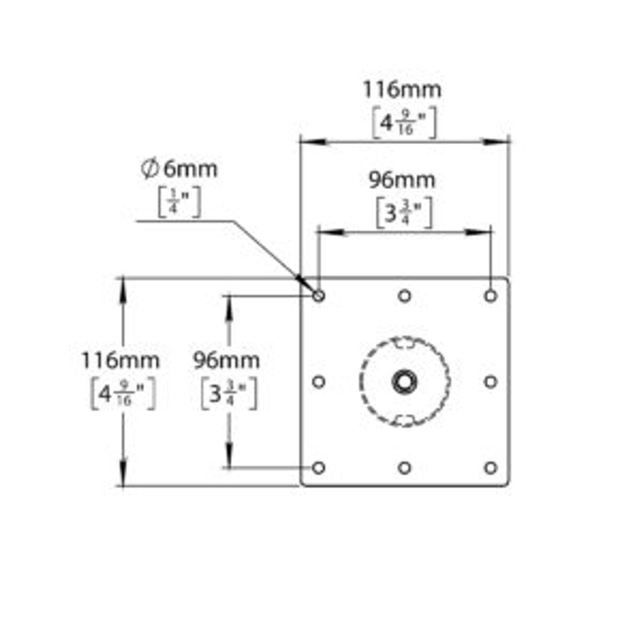 ROCKWELL LEGS STAINLESS STEEL 2-3/8″ Top Plate Schematic