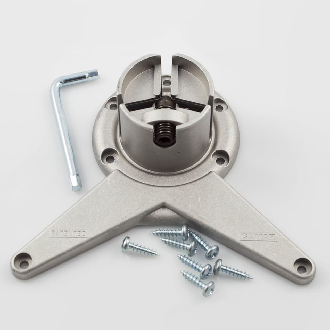 A connecting bracket, screws and Allen Wrench for the Hamburg Series 2-3/8” (60mm) diameter table legs.