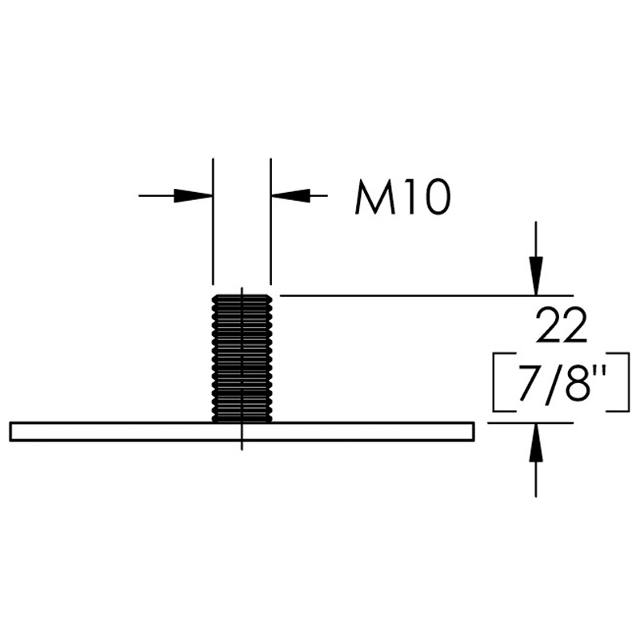 Diagram - Sedona Style 3, mounting bracket with M10 thread - replacementtablelegs.com