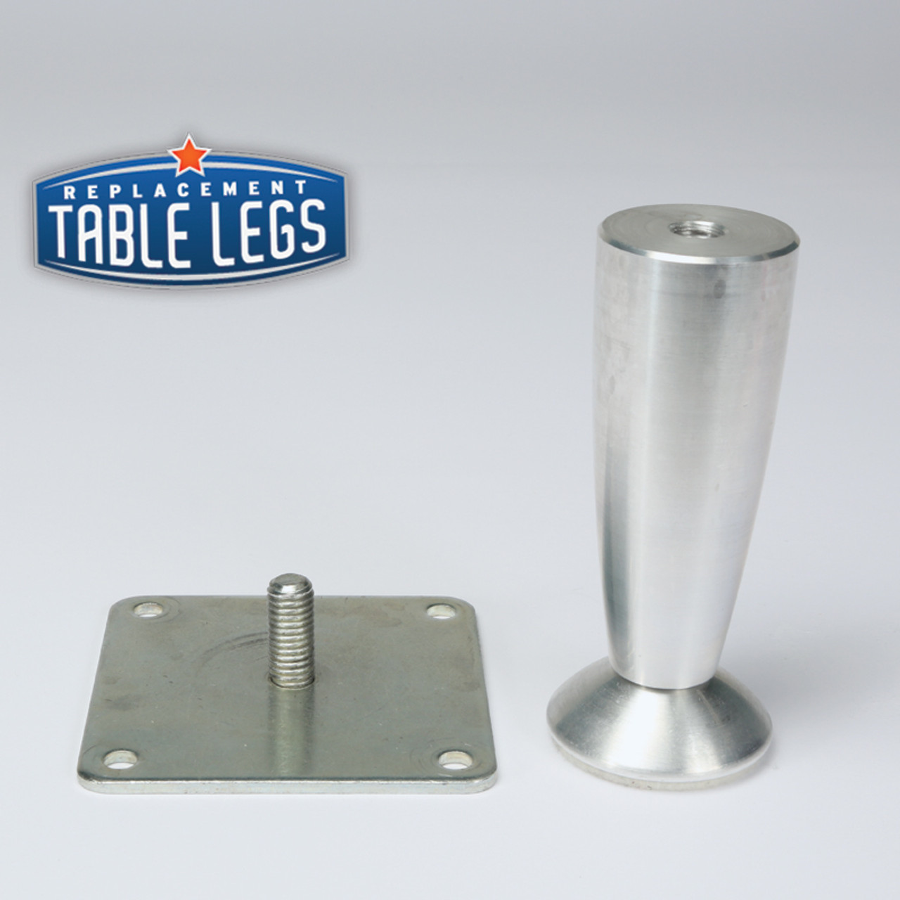 Sedona Style 8, Matte Aluminum, 4'' Cabinet Leg with mounting bracket - replacementtablelegs.com