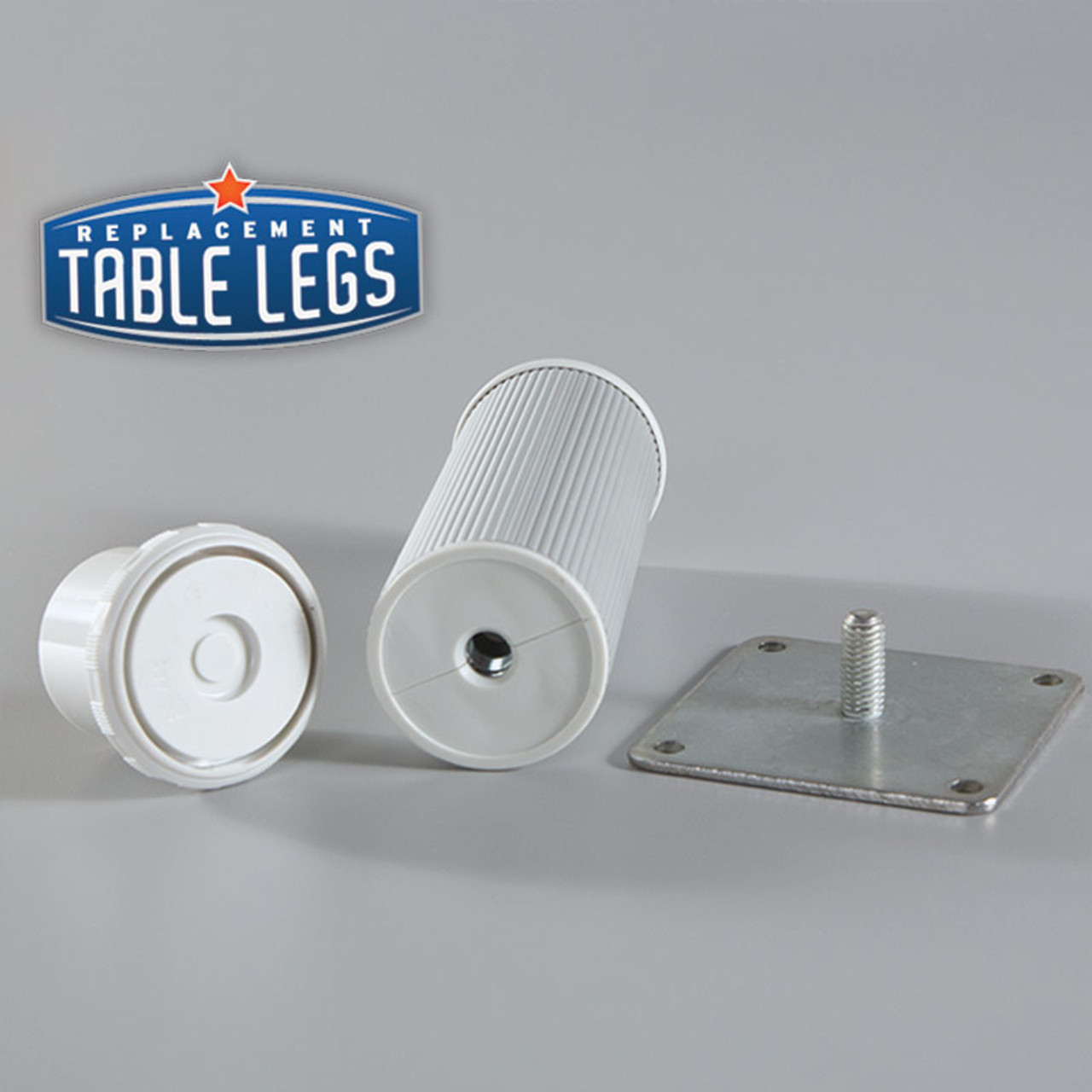 Alumina Como Leg 4'' Cabinet Leg,  2'' diameter, 1-1/8'' adjustable foot - Replacementtablelegs.com