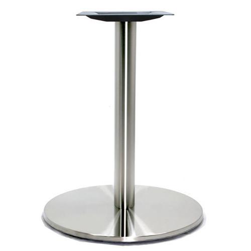 Round Table Base, Brushed Stainless Steel, 28-3/8" height, 21" round base, 3"diameter steel column - replacementtablelegs.com Round Table Base, Brushed Stainless Steel, 28-3/8" height, 21" round base, 3"diameter steel column - replacementtablelegs.com