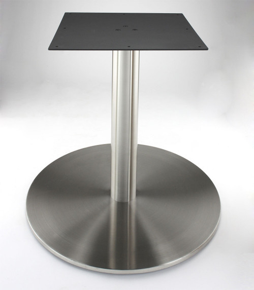 Stainless steel 30" round disk style pedestal table base, 40.75" Counter Height (RFL750D) shown without table top