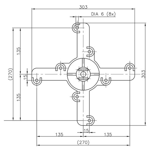 Table Base Spider Connector 12 Inch Cast Iron