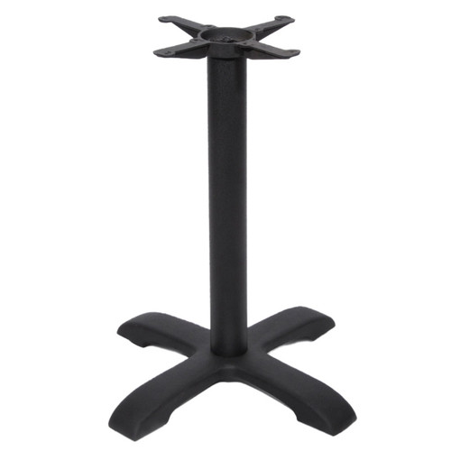 CAST IRON TABLE BASE, 4-Leg Arc 24" x 24", Matte Black, 29" height, 3" diameter steel column with cast iron base and spider attachment - replacementtablelegs.com