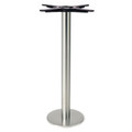 Round Table Base, Brushed Stainless Steel, 28-3/8" height, 8" bolt down round base, 3"diameter steel column - replacementtablelegs.com