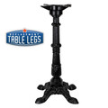 CAST IRON ORNAMENTAL TABLE BASE, 17"x17" base, Semi-Gloss Black, 28-1/2" height, cast iron column with steel plate attachment - replacementtablelegs.com