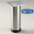 Brushed Steel Como Leg, 8'' Cabinet Leg,  2'' diameter, 1-1/8'' adjustable foot - replacementtablelegs.com