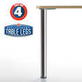 Hamburg Table Leg, Brushed Steel, 27-3/4'', 2-3/8'' diameter leg 1-1/8'' adjustable foot - replacementtablelegs.com