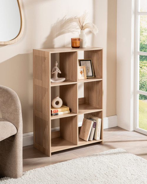 Slatted 6 Cube Unit - Oak Effect