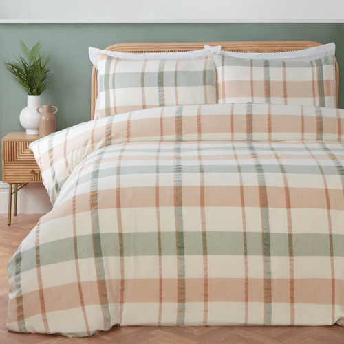 Seersucker Check Brushed Duvet Set - King Size
