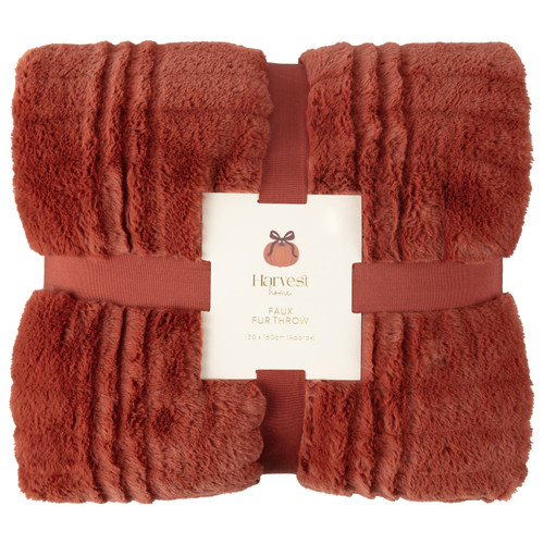 Harvest Faux Fur Throw - Rust