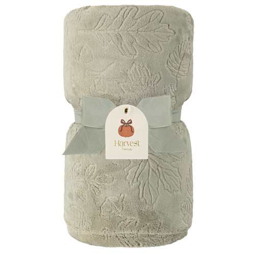 Harvest Leaf Embossed Throw - Sage